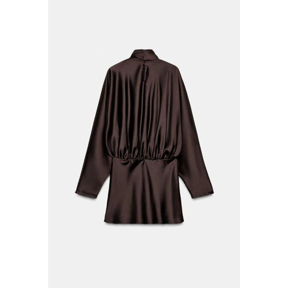 ZARA SATIN EFFECT SCARF DRESS - Picture 6 of 7
